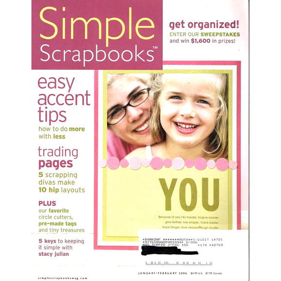 Simple Scrapbooks Magazine January Feb 2006 Accent Tips pages layouts cuts flaw - Picture 1 of 1